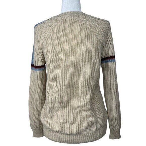 Pink Rose Women’s Tan Streetwear Crew Neck Long Sleeve Ribbed Knit Sweater M/C34 - Picture 4 of 11